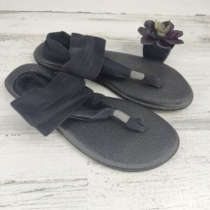 Sanuk Black Yoga Mat Flip Flops Sandals